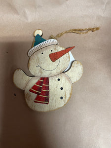 Wooden Snowman ornament